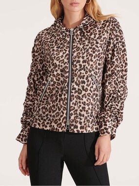 Veronica Beard Leopard Print Hooded Raincoat - Tan, Black